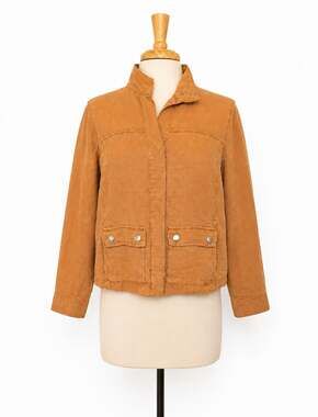 Christian Siriano Linen Lyocell Utility Jacket Women L Camel Orange Lightweight